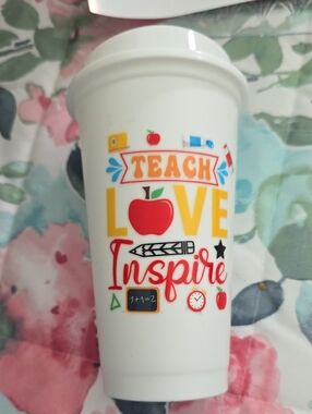 Teach Love Inspire White Teacher Travel Mug